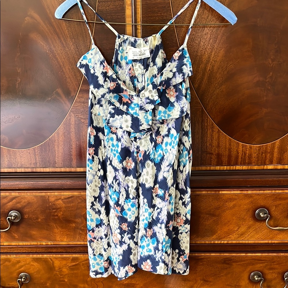 Vintage Rebecca Taylor silk ruffle sleeveless floral top